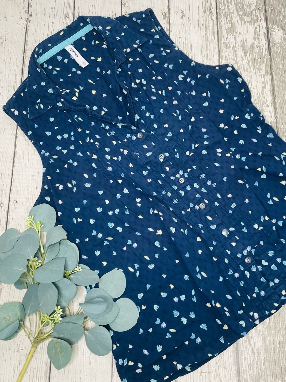 Weird Fish Floral Sleeveless Button Front Shirt